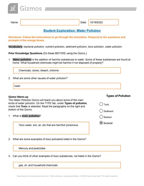 student exploration water pollution gizmo answer key Ebook PDF
